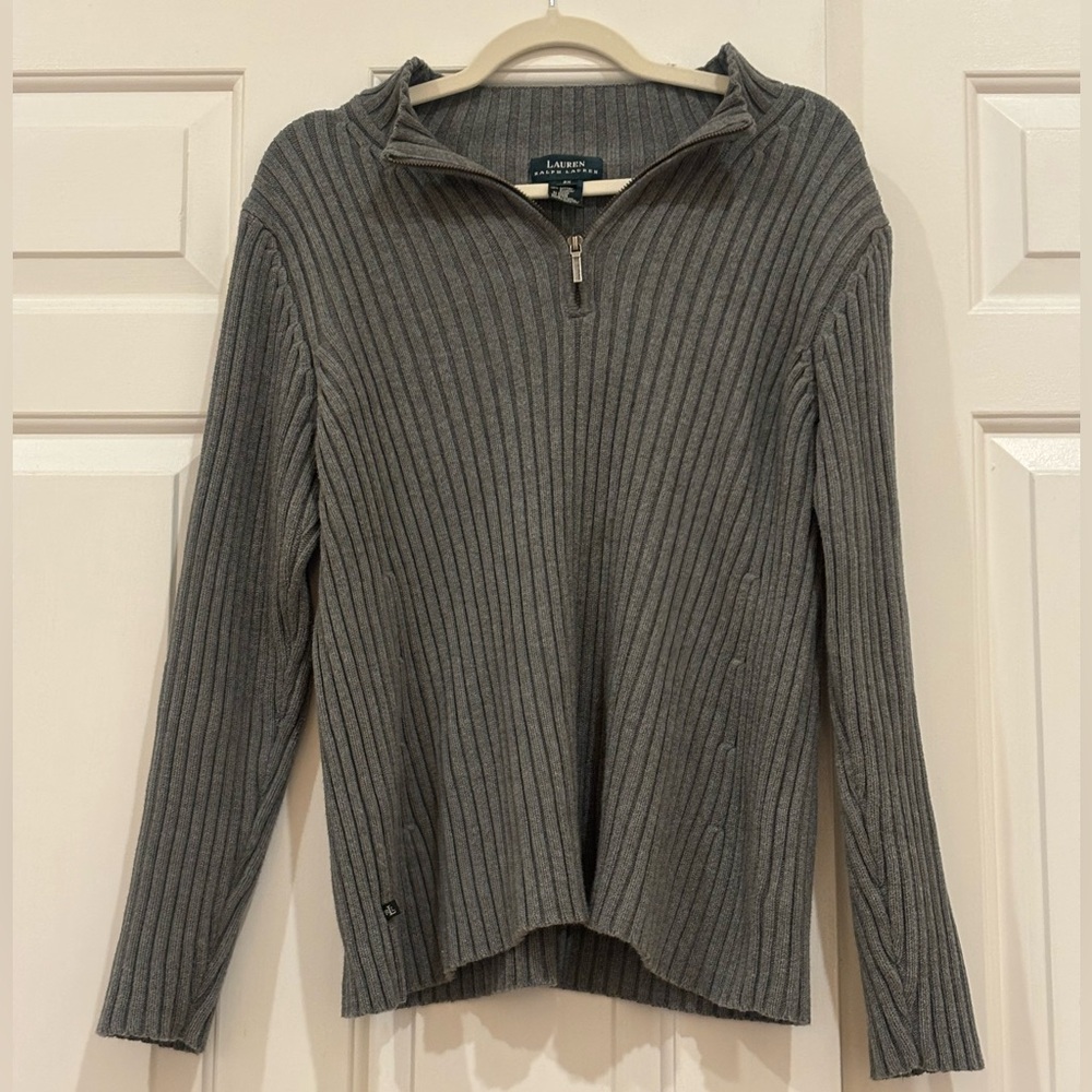 Lauren Ralph Lauren Ribbed 100% Cotton Quarter Zip Sweater